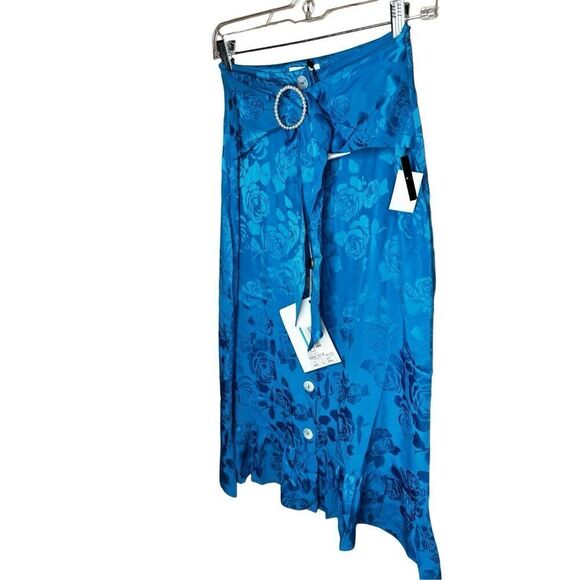 NWT Art Dealer. Azure silk midi skirt size XS - Picture 7 of 13
